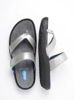 Slippers<Wolky Tahiti - zilver/grijs leer zilver/grijsleer