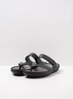 Slippers<Wolky Tahiti - zwart leer zwartleer