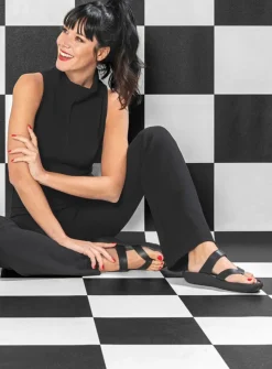 Slippers<Wolky Tahiti - zwart leer zwartleer