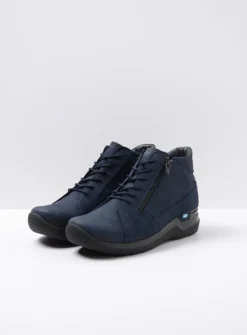 Hoge Veterschoenen|Wandelschoenen<Wolky Why - blauw nubuck blauwnubuck