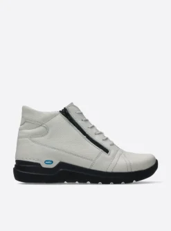 Hoge Veterschoenen|Wandelschoenen<Wolky Why - wit leer witleer