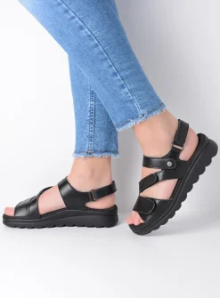 Sandalen<Wolky Yard - zwart leer zwartleer