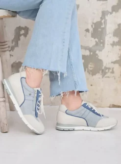 Lage Veterschoenen|Sneakers<Wolky Yell XW - gebroken wit/denim leer gebrokenwit/denimleer