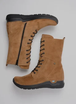 Hoge Veterschoenen|Veterlaarzen<Wolky Zigzag - cognac suede cognacsuede