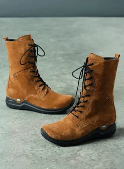 Hoge Veterschoenen|Veterlaarzen<Wolky Zigzag - cognac suede cognacsuede